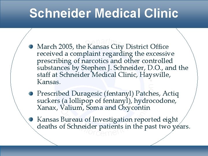 Schneider Medical Clinic March 2005, the Kansas City District Office received a complaint regarding