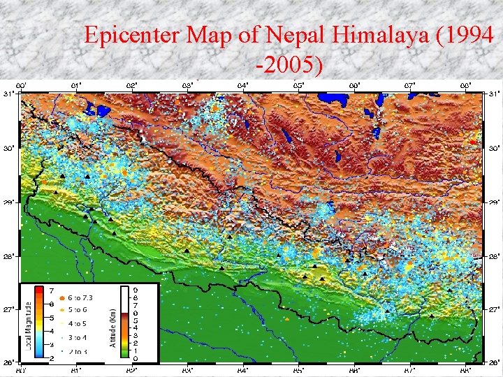 Epicenter Map of Nepal Himalaya (1994 -2005) 