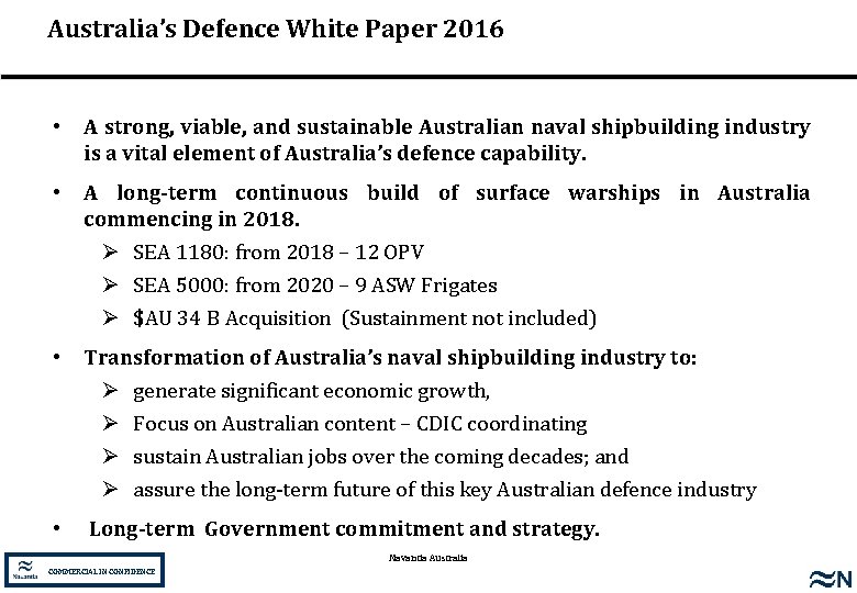 Australia’s Defence White Paper 2016 • A strong, viable, and sustainable Australian naval shipbuilding