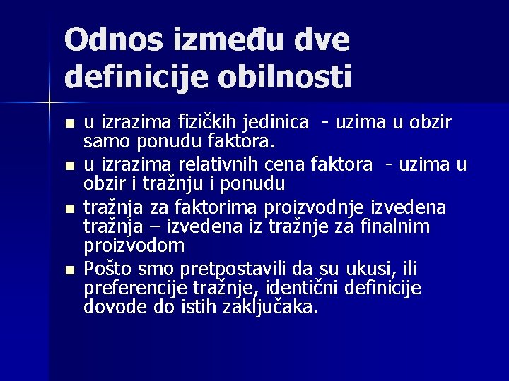 Odnos između dve definicije obilnosti n n u izrazima fizičkih jedinica - uzima u