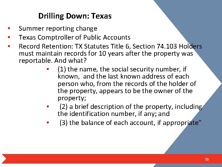 Drilling Down: Texas • • • Summer reporting change Texas Comptroller of Public Accounts