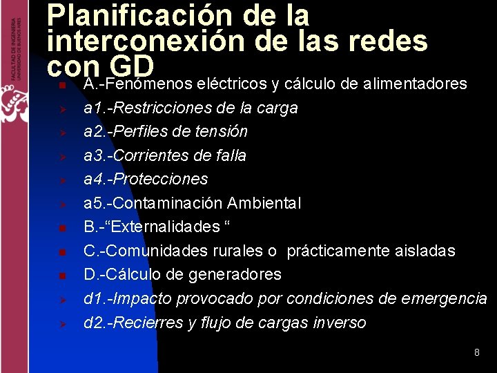 Planificación de la interconexión de las redes con GD A. -Fenómenos eléctricos y cálculo