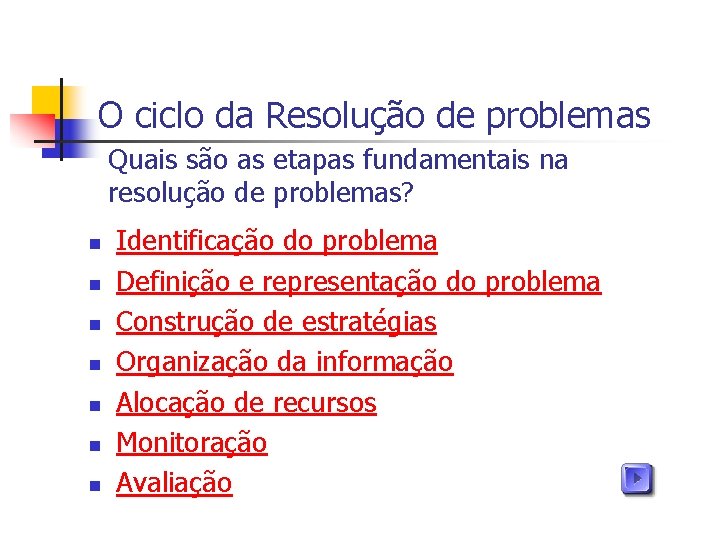 O ciclo da Resolução de problemas Quais são as etapas fundamentais na resolução de