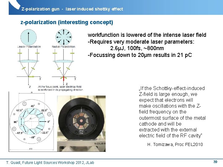 Z-polarization gun - laser induced shottky effect z-polarization (interesting concept) workfunction is lowered of