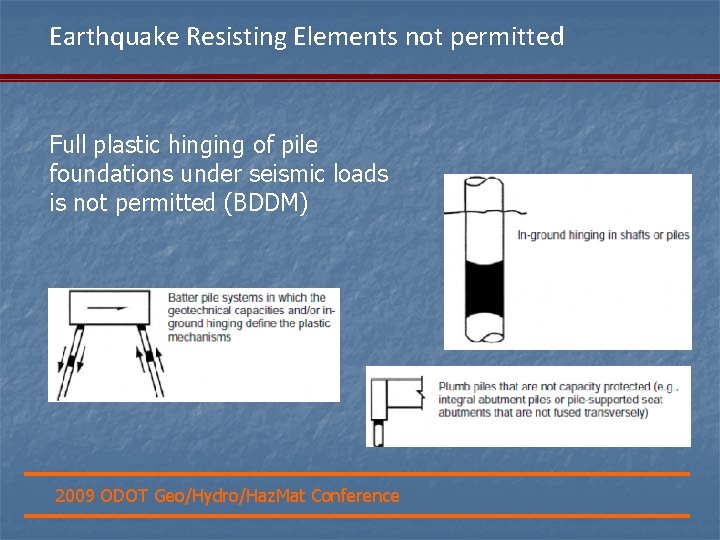 Earthquake Resisting Elements not permitted Full plastic hinging of pile foundations under seismic loads