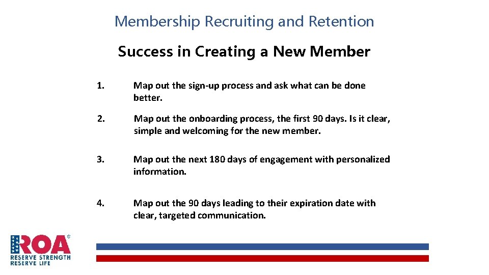 Membership Recruiting and Retention Success in Creating a New Member 1. Map out the Membership Recruiting and Retention Success in Creating a New Member 1. Map out the