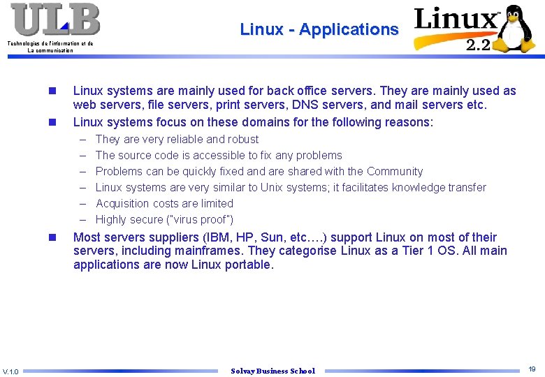 Linux - Applications Technologies de l’information et de La communication n n Linux systems