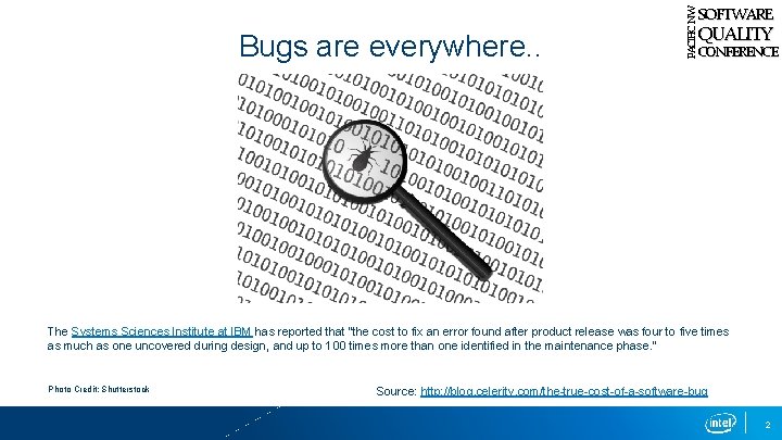 Bugs are everywhere. . PACIFIC NW SOFTWARE QUALITY CONFERENCE The Systems Sciences Institute at