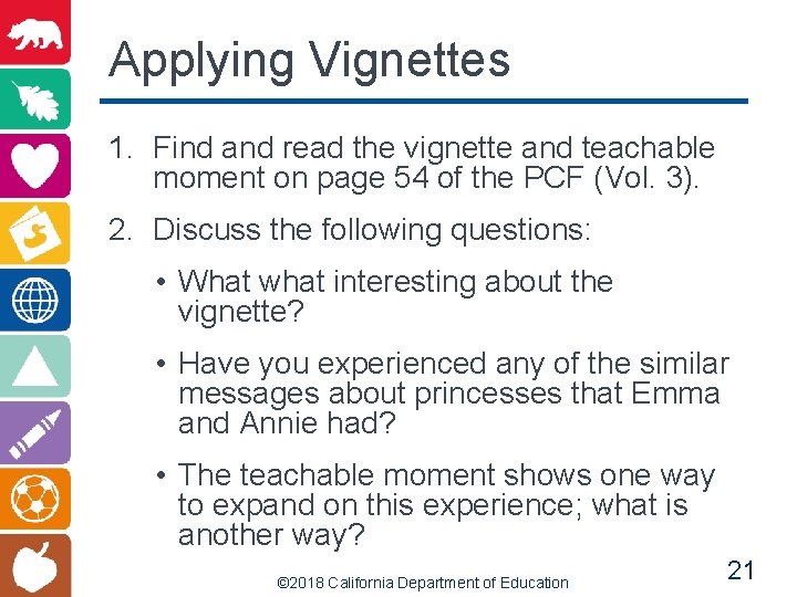 Applying Vignettes 1. Find and read the vignette and teachable moment on page 54