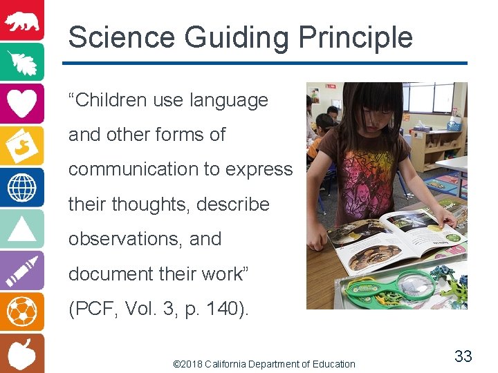 Science Guiding Principle “Children use language and other forms of communication to express their