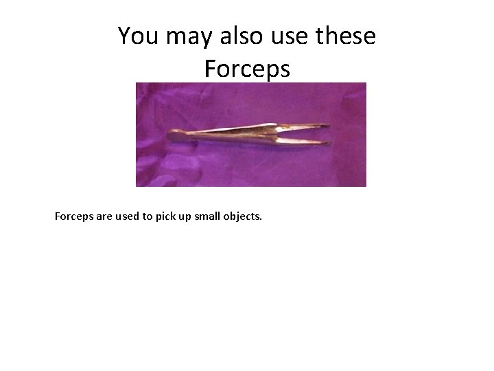 You may also use these Forceps are used to pick up small objects. 
