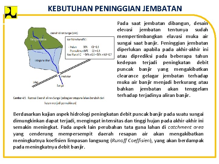 KEBUTUHAN PENINGGIAN JEMBATAN Pada saat jembatan dibangun, desain elevasi jembatan tentunya sudah mempertimbangkan elavasi