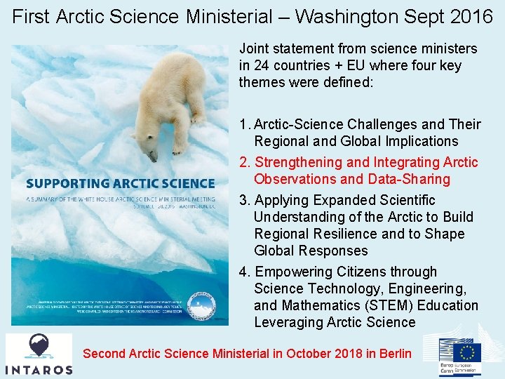 First Arctic Science Ministerial – Washington Sept 2016 Joint statement from science ministers in
