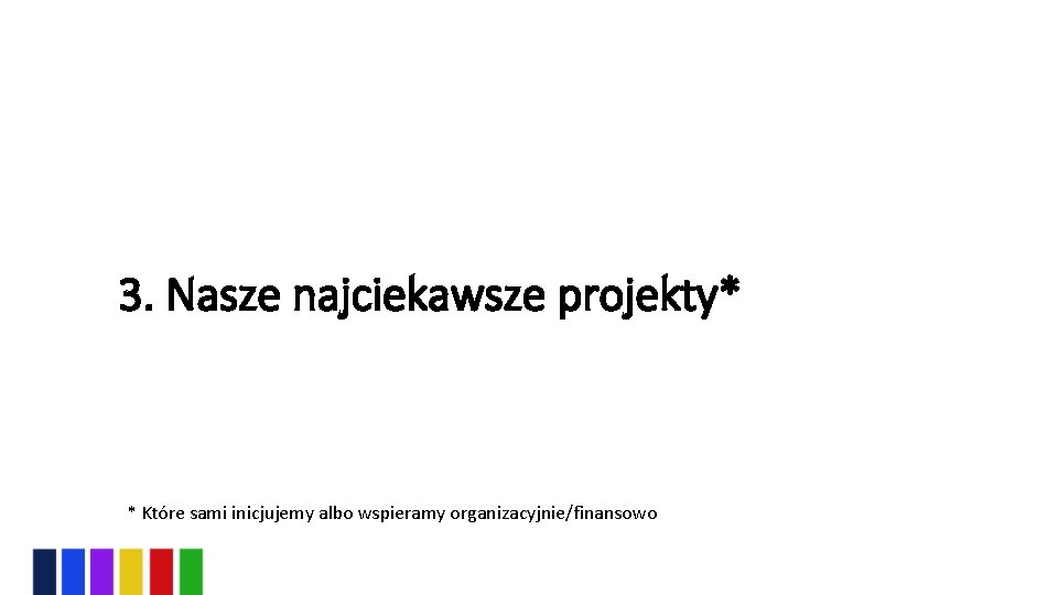 3. Nasze najciekawsze projekty* * Które sami inicjujemy albo wspieramy organizacyjnie/finansowo 