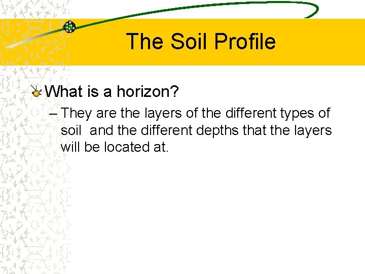 The Soil Profile What is a horizon? – They are the layers of the