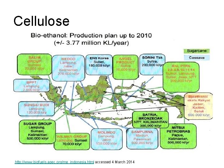 Cellulose http: //www. biofuels. apec. org/me_indonesia. html accessed 4 March 2014 