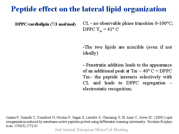 Peptide effect on the lateral lipid organization DPPC/cardiolipin (7/3 mol/mol) CL - no observable