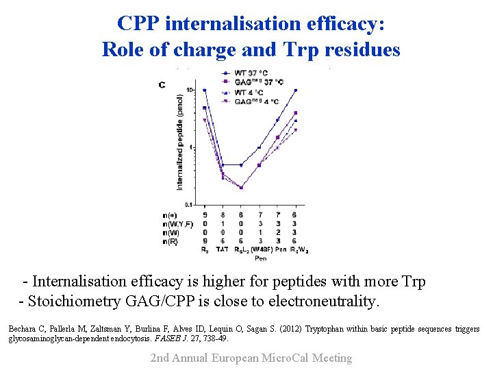 CPP internalisation efficacy: Role of charge and Trp residues - Internalisation efficacy is higher