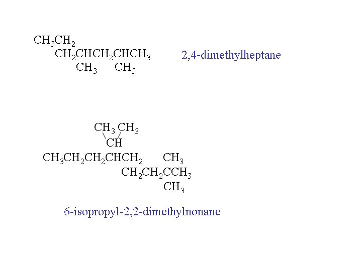 CH 3 CH 2 CH 2 CHCH 3 CH 3 2, 4 -dimethylheptane CH