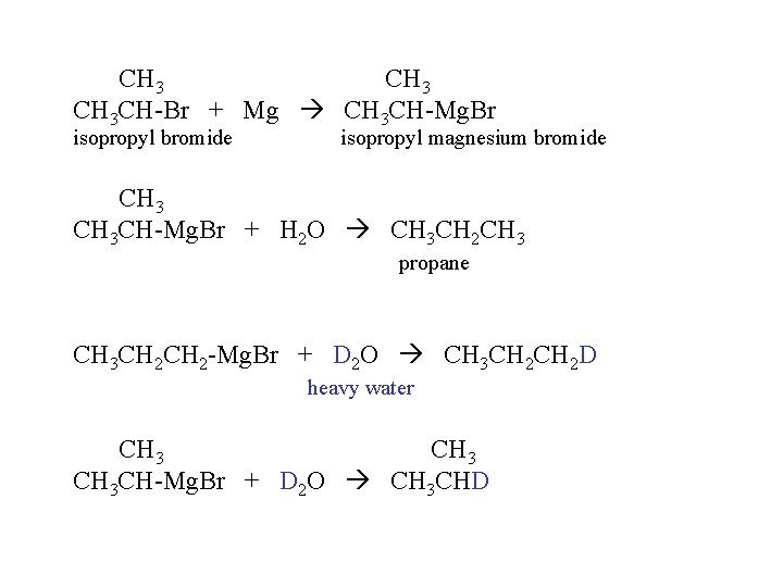  CH 3 CH 3 CH-Br + Mg CH 3 CH-Mg. Br isopropyl bromide