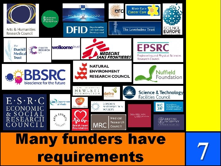 Many funders have requirements 7 