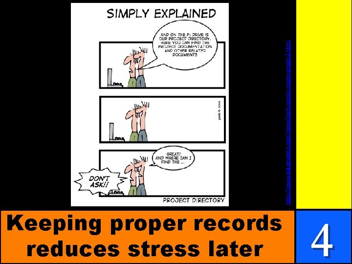 Keeping proper records reduces stress later 4 http: //www. datamation. com/news/tech-comics-nasty-emails-2. html 