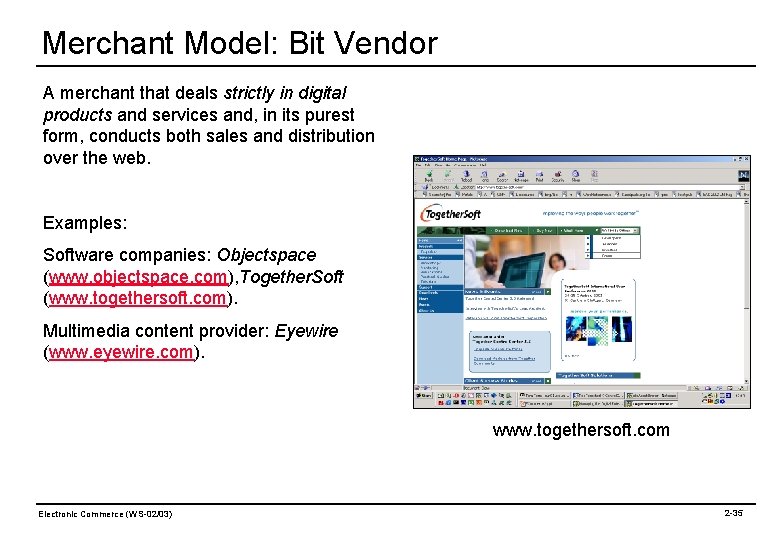 Merchant Model: Bit Vendor A merchant that deals strictly in digital products and services