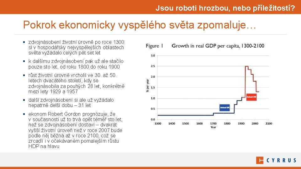 Jsou roboti hrozbou, nebo příležitostí? Pokrok ekonomicky vyspělého světa zpomaluje… § zdvojnásobení životní úrovně