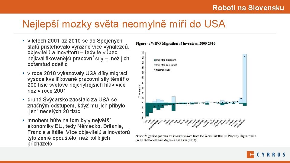 Roboti na Slovensku Nejlepší mozky světa neomylně míří do USA § v letech 2001