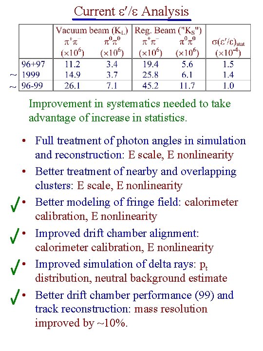 Current Analysis ~ ~ Improvement in systematics needed to take advantage of increase in