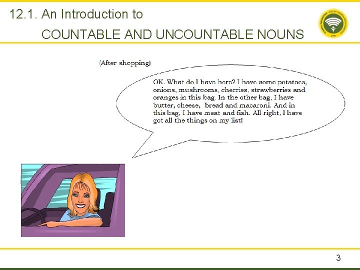 12. 1. An Introduction to COUNTABLE AND UNCOUNTABLE NOUNS 3 