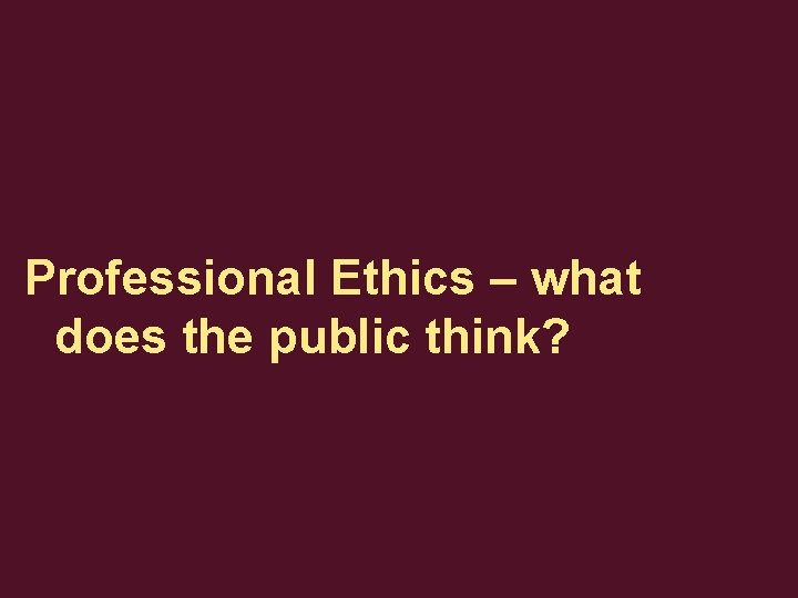Professional Ethics – what does the public think? 
