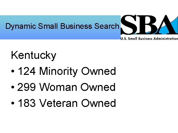 Dynamic Small Business Search Kentucky • 124 Minority Owned • 299 Woman Owned •