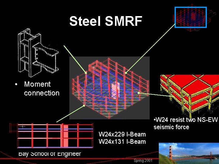 Steel SMRF • Moment connection • W 24 resist two NS-EW seismic force W Steel SMRF • Moment connection • W 24 resist two NS-EW seismic force W