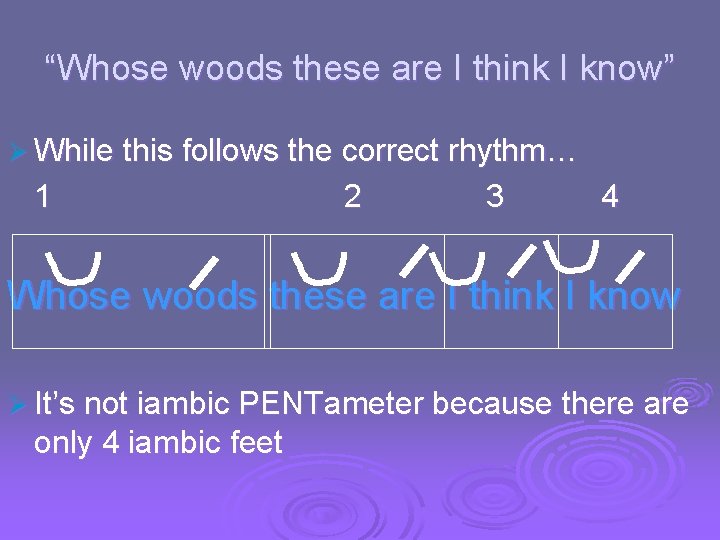 “Whose woods these are I think I know” Ø While this follows the correct