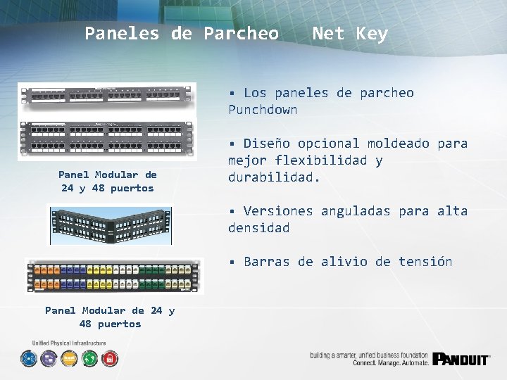Paneles de Parcheo Net Key • Los paneles de parcheo Punchdown Panel Modular de