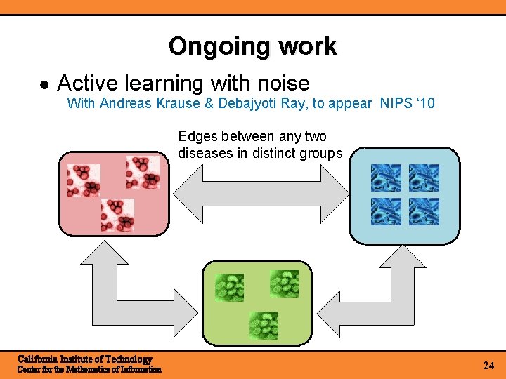 Ongoing work Active learning with noise With Andreas Krause & Debajyoti Ray, to appear