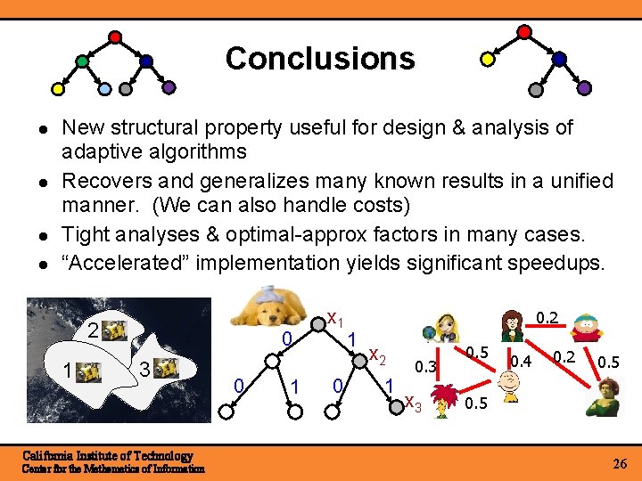 Conclusions New structural property useful for design & analysis of adaptive algorithms Recovers and