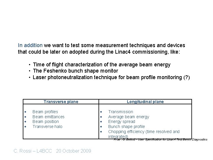 In addition we want to test some measurement techniques and devices that could be