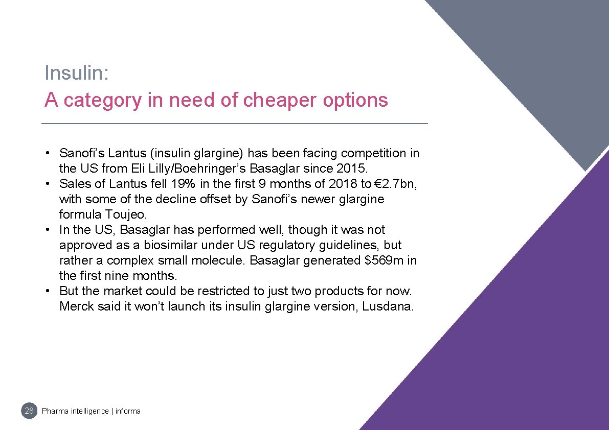 Insulin: A category in need of cheaper options • Sanofi’s Lantus (insulin glargine) has