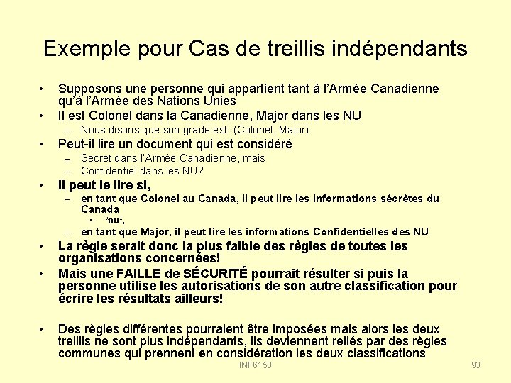 Exemple pour Cas de treillis indépendants • • Supposons une personne qui appartient tant