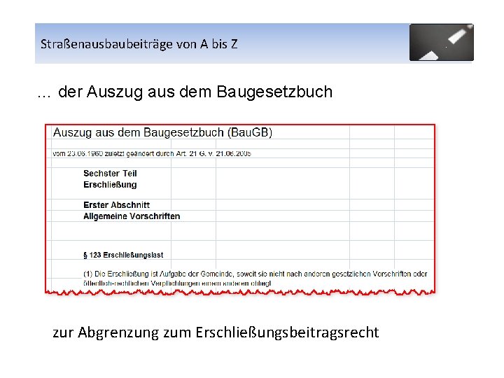 Straßenausbaubeiträge von A Straßenausbaubeiträge bis Z von A bis Z … der Auszug aus