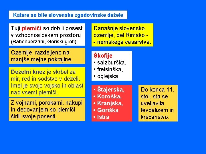 Katere so bile slovenske zgodovinske dežele Tuji plemiči so dobili posest v vzhodnoalpskem prostoru