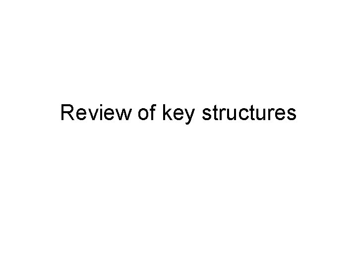 Review of key structures 