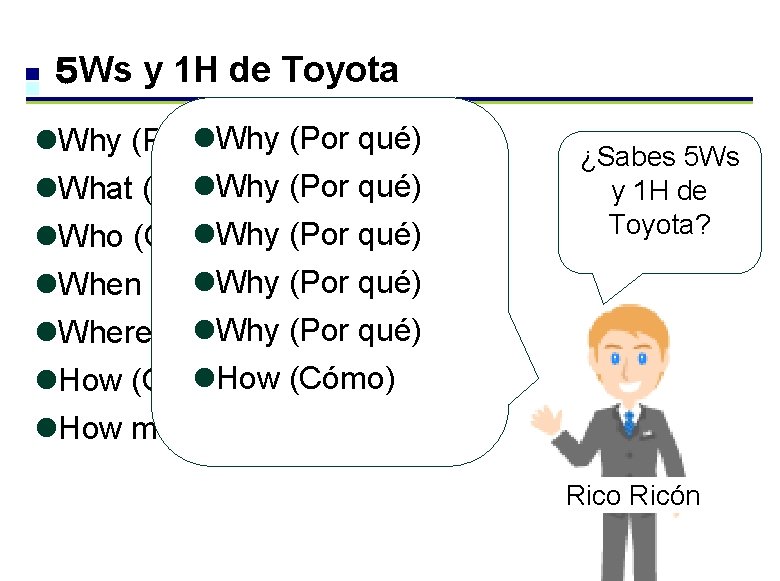 ５ Ws y 1 H de Toyota Why (Por qué) l. Why (Porlqué) l.