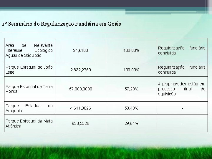 1º Seminário do Regularização Fundiária em Goiás __________________________ Área de Relevante Interesse Ecológico Águas