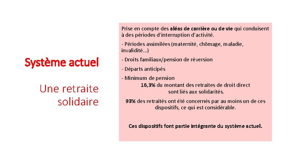 Prise en compte des aléas de carrière ou de vie qui conduisent à des