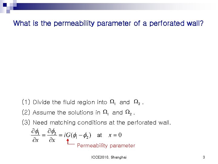 What is the permeability parameter of a perforated wall? (1) Divide the fluid region