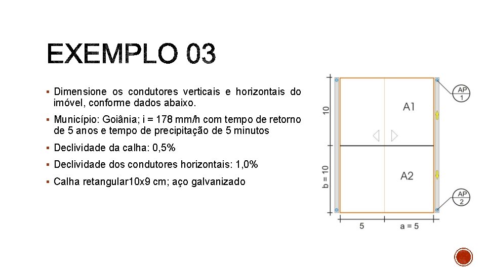 § Dimensione os condutores verticais e horizontais do imóvel, conforme dados abaixo. § Município: