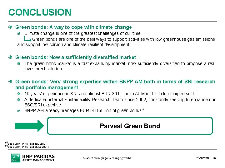 CONCLUSION Green bonds: A way to cope with climate change Climate change is one